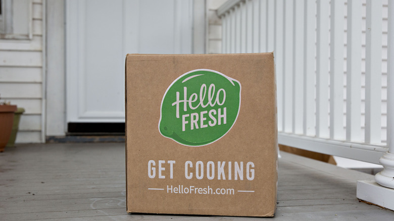 A HelloFresh subscription box being delivered