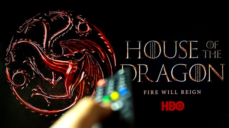 House of the Dragon title on TV screen