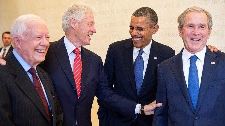 ex U.S. presidents joking together
