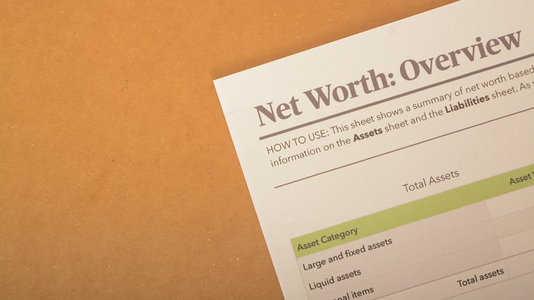 A net worth overview on a piece of paper