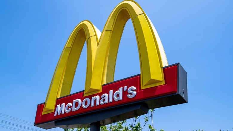 McDonald's logo hung up outside