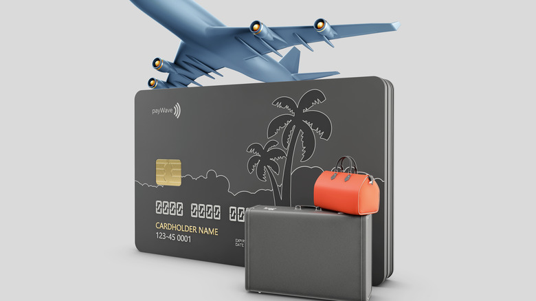 Credit card with airplane background