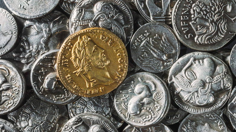 Pile of Ancient Coins, Coins Background