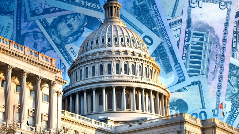 Money behind U.S. capitol building 