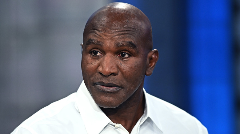 Evander Holyfield with a shocked face