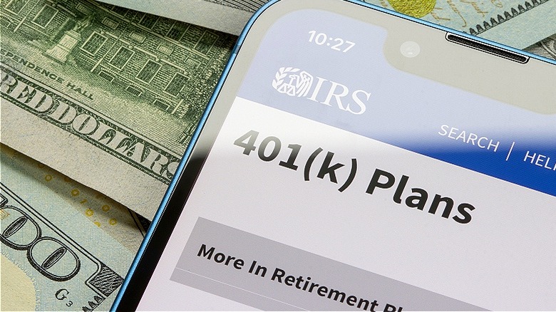 401(k) IRS page on phone