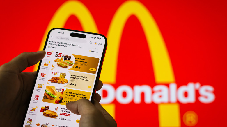 A customer browses the McDonald's menu on a mobile app