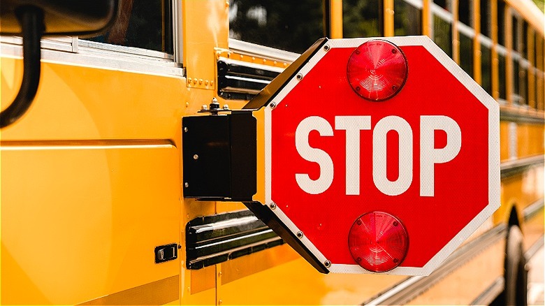 School bus with "STOP" sign
