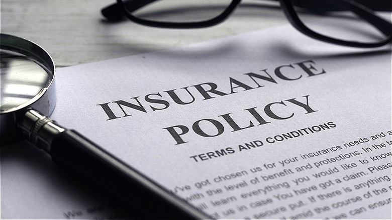 Insurance policy with magnifying glass