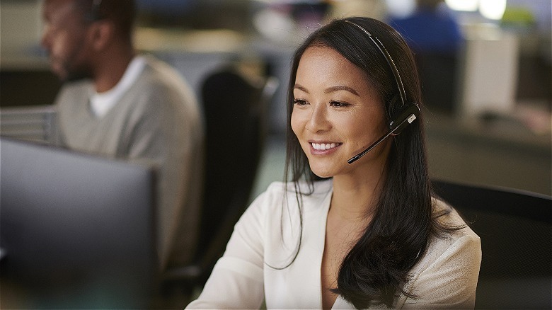 Person smiling at call center