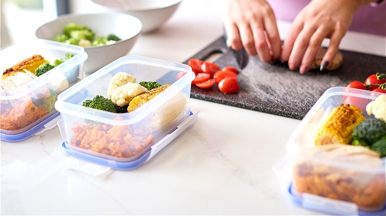 Meal prep in plastic containers