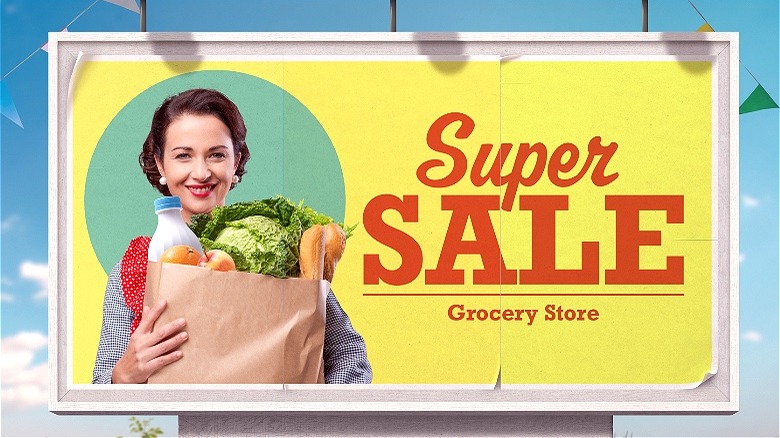 Billboard displaying grocery store sale