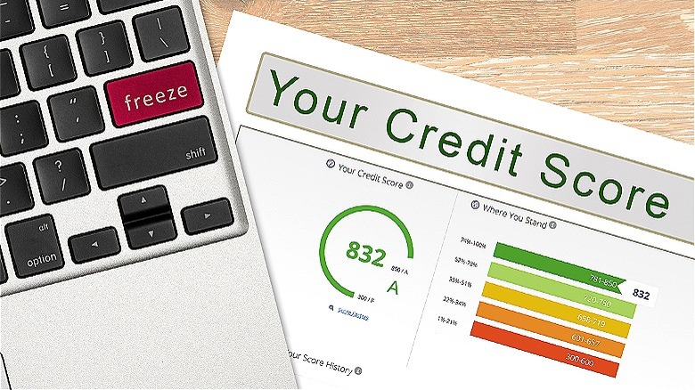 Credit report with "freeze" key