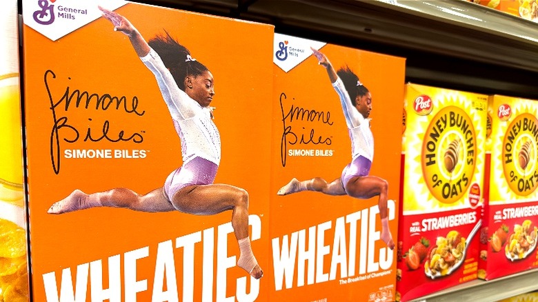 Simone Biles on Wheaties boxes