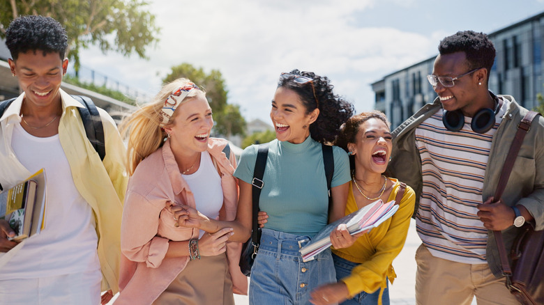 a group of four Gen Z having fun