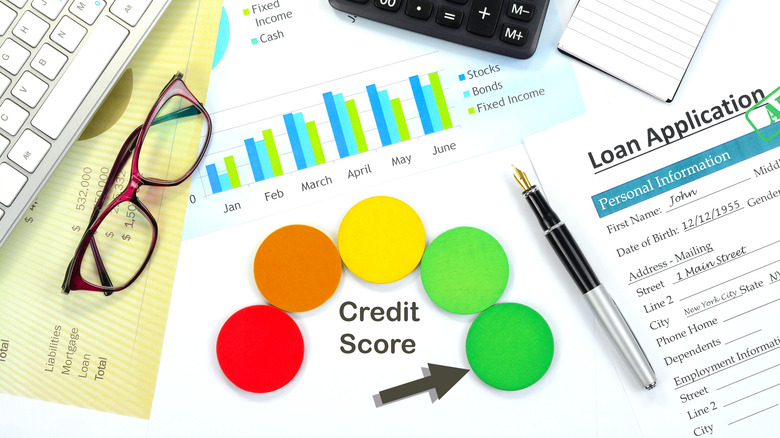 Credit score report with financial reports and loan application