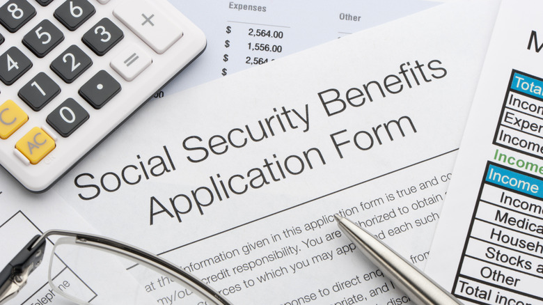 A Social Security benefits application form