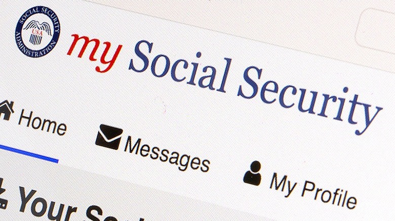 The my Social Security homepage with 'Home,' 'Messages,' and 'My Profile' tabs