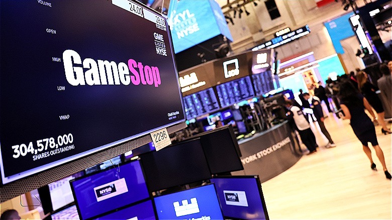 Trading floor with GameStop stock