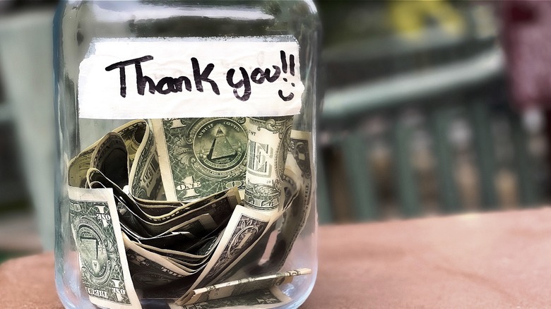 Tip jar with "Thank you!!" label