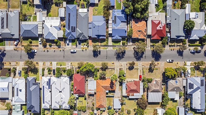 Aerial view of neighborhood homes