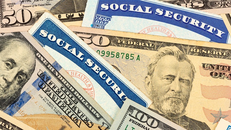 Social security card and money