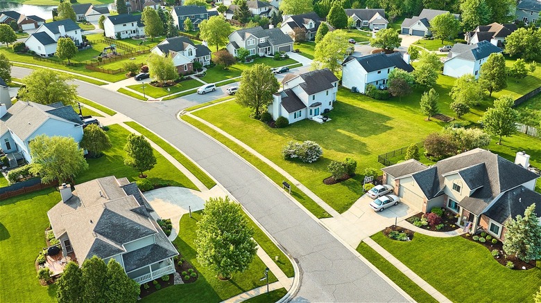 Aerial view of neighborhood