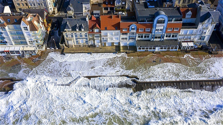 Coastal homes being flooded