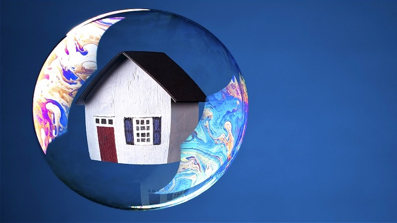 House inside floating bubble