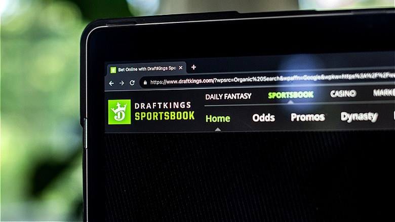 Laptop opened to DraftKings website