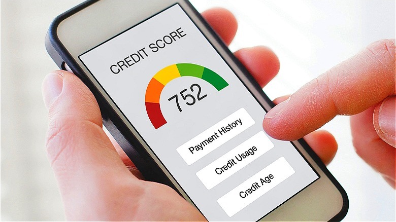 Smartphone displaying credit score