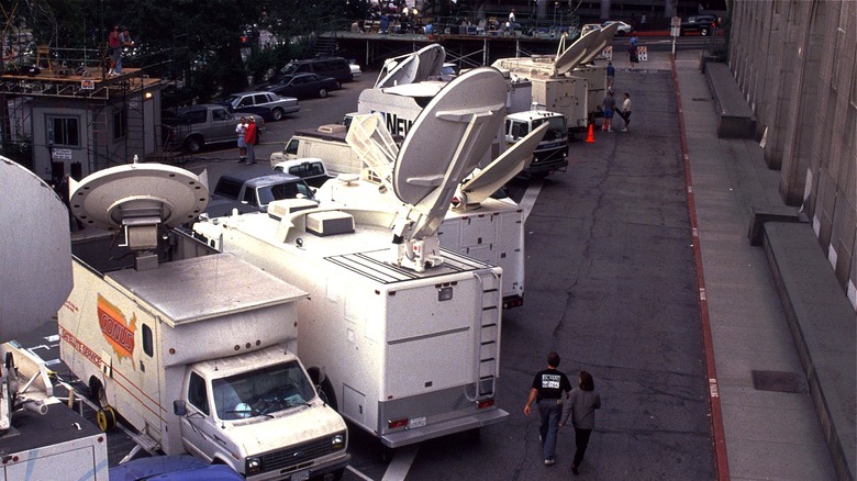 Media trucks outside Simpson trial