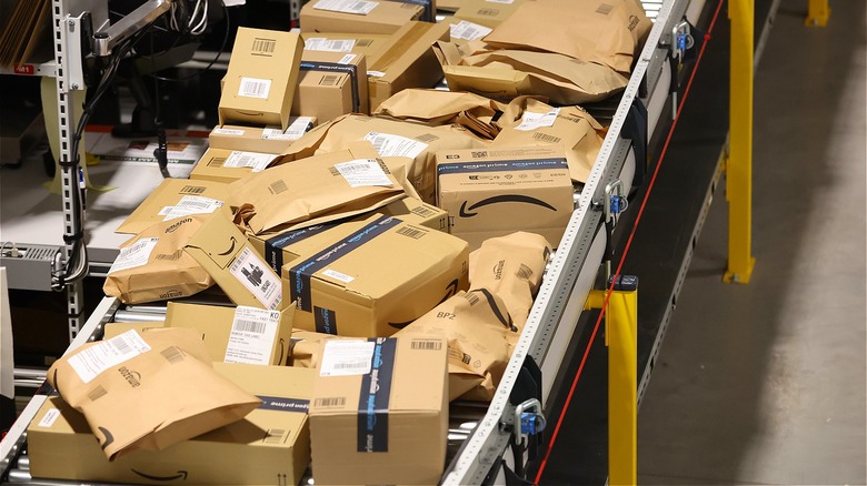 Amazon packages being processed