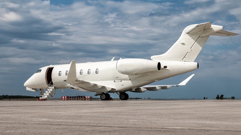 Modern white private jet