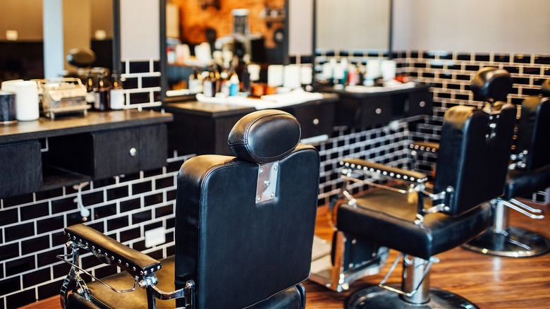 Hair styling chairs inside barbershop