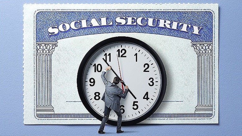 Man stopping clock on Social Security card