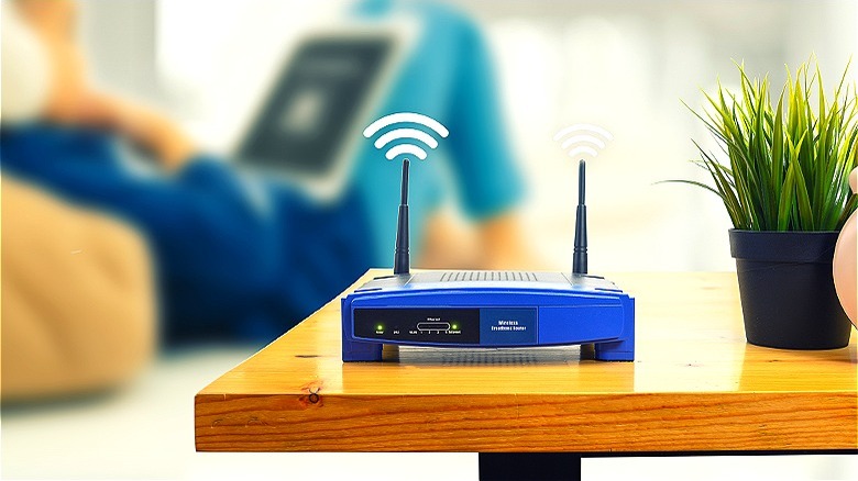 Wireless router on table