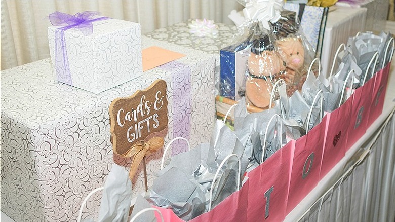 Wedding gifts on table