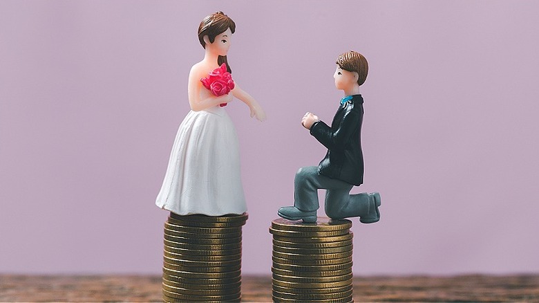 Wedding cake toppers and coins