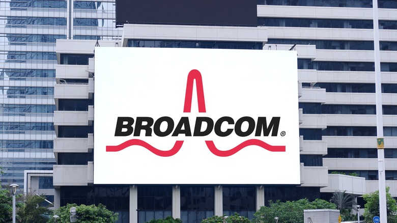 a Broadcom logo on sign