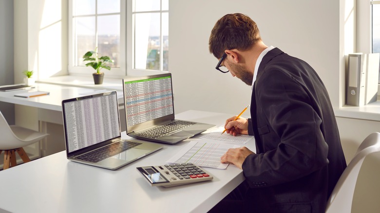 accountant working with taxes