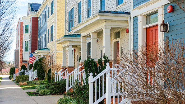 row of colorful townhouses