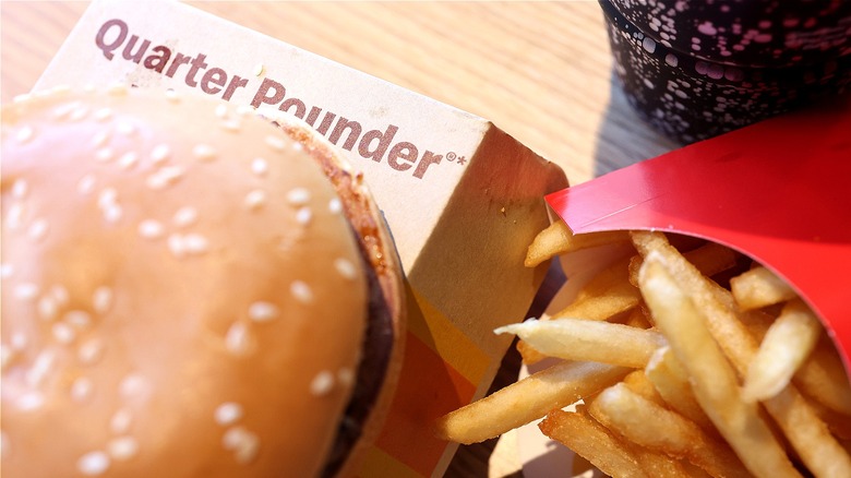 A McDonald's Quarter Pounder with fries and soda