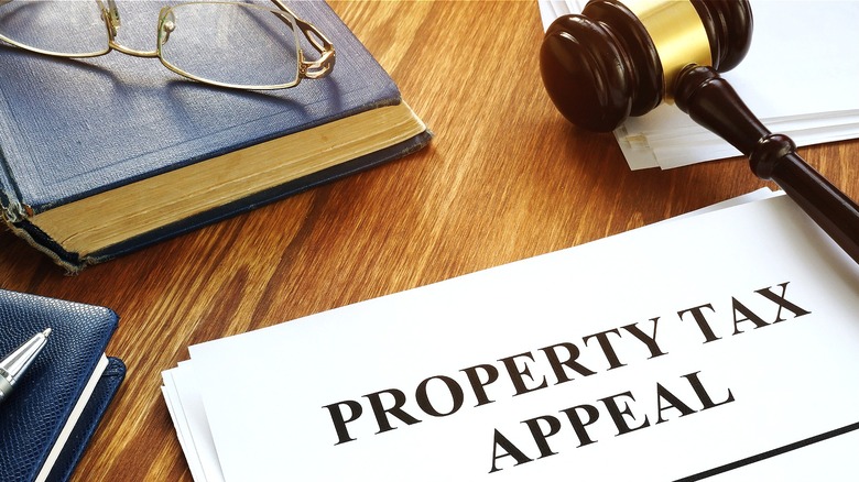 Property tax appeal with gavel