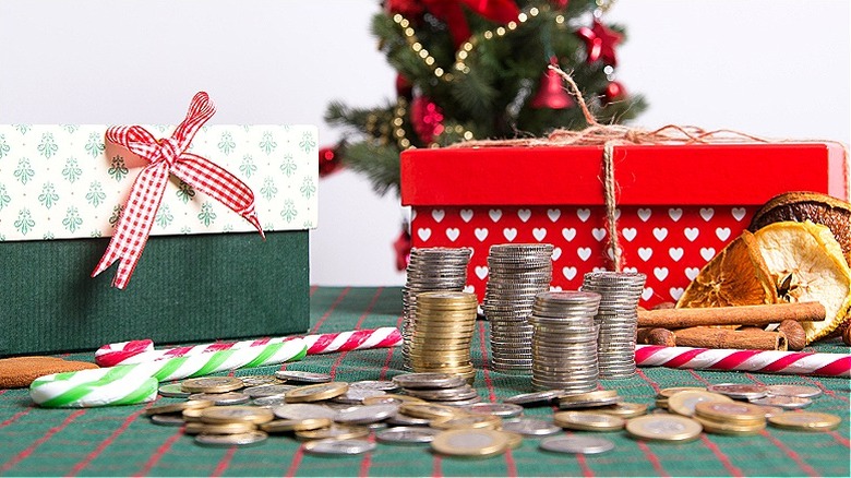 christmas gifts and coins