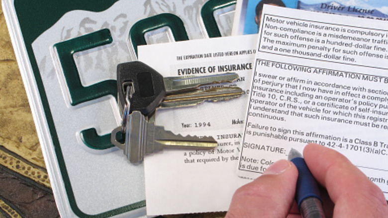 car keys and registration documents
