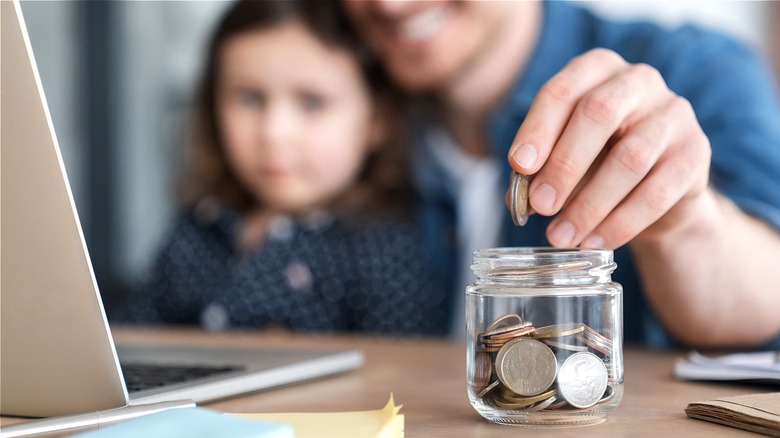 Parent and child saving money