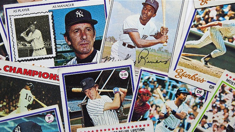 An array of baseball cards featuring various athletes