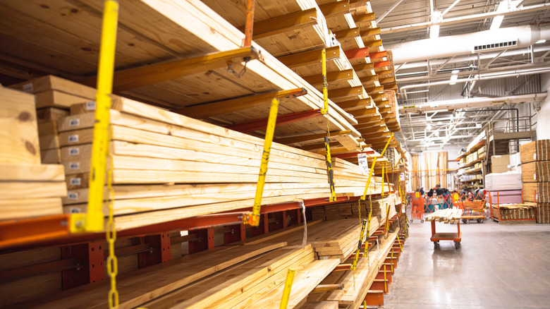 Timber shelving aisle