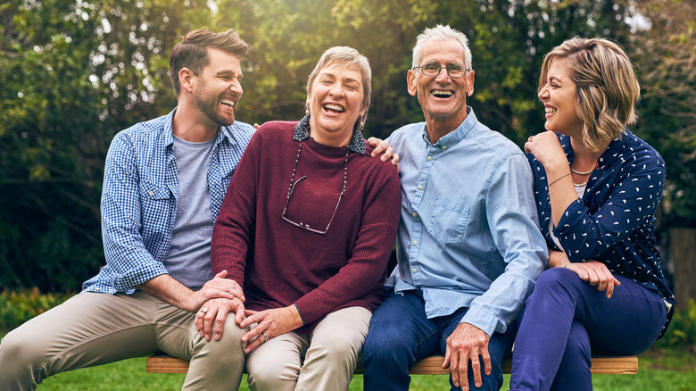 Retired couple and family